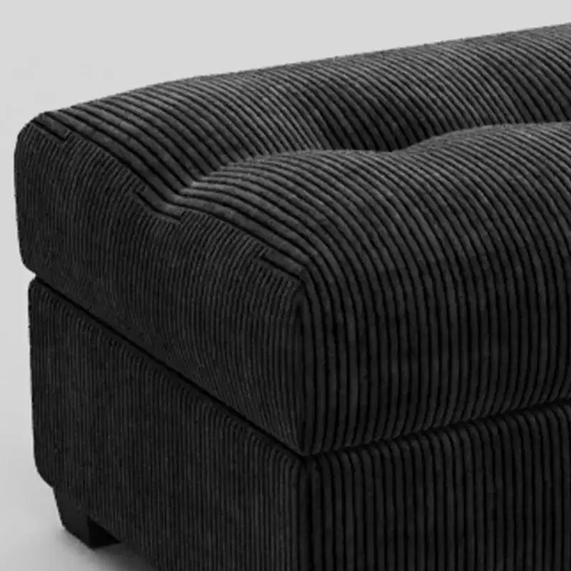 37-Inch Black Corduroy Tufted Rectangle Ottoman