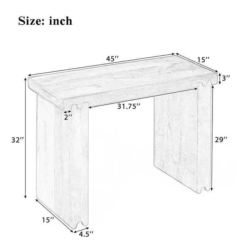 Console Rétro Minimaliste en Bois de Mangue Massif 45x15x32