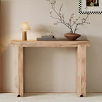 Console Rétro Minimaliste en Bois de Mangue Massif 45x15x32