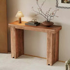 Console Rétro Minimaliste en Bois de Mangue Massif 45x15x32