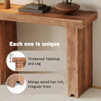 Console Rétro Minimaliste en Bois de Mangue Massif 45x15x32