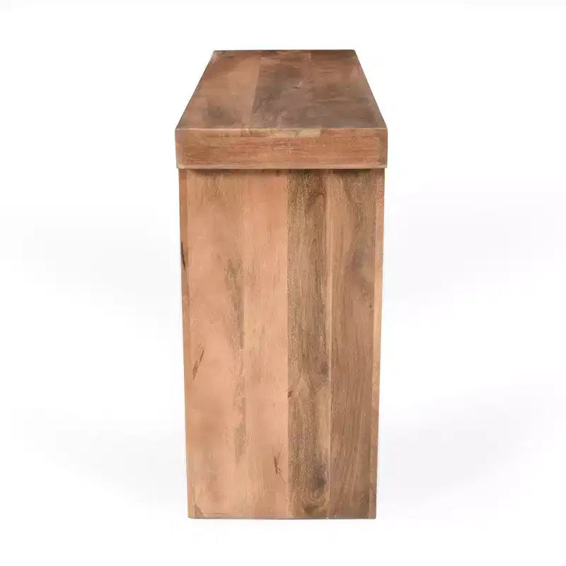 Console Rétro Minimaliste en Bois de Mangue Massif 45x15x32