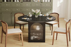 Table à manger ronde de 47" avec base moderne, portes en verre rayé avec meuble de rangement, peut accueillir de 4 à 6 personnes, idéale pour les appartements ou les petits espaces