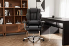 Ora Maison Big and Tall Executive Office Chair, Leather High Back Ergonomic Desk Chair with Footrest, Black