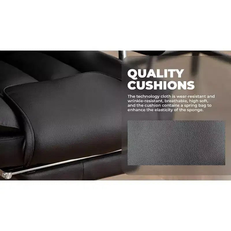 Grand fauteuil de bureau exécutif, Chaise de bureau ergonomique en cuir avec dossier haut et repose-pieds, Noir