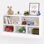 Étagère à livres en bois à 5 sections et 2 niveaux, bibliothèque ouverte avec rangement de jouets pour salle de jeux, chambre d'enfant, salle de classe, maternelle