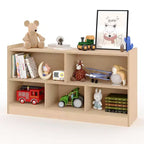 Étagère à livres en bois à 5 sections et 2 niveaux, bibliothèque ouverte avec rangement de jouets pour salle de jeux, chambre d'enfant, salle de classe, maternelle
