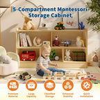 Étagère à livres en bois à 5 sections et 2 niveaux, bibliothèque ouverte avec rangement de jouets pour salle de jeux, chambre d'enfant, salle de classe, maternelle