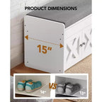 Banc de rangement pour chaussures, banc d'entrée de 120 cm de long avec siège rembourré relevable, 4 portes, capacité de 136 kg, banc avec étagère à chaussures pour entrée