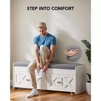 Banc de rangement pour chaussures, banc d'entrée de 120 cm de long avec siège rembourré relevable, 4 portes, capacité de 136 kg, banc avec étagère à chaussures pour entrée