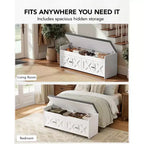 Banc de rangement pour chaussures, banc d'entrée de 120 cm de long avec siège rembourré relevable, 4 portes, capacité de 136 kg, banc avec étagère à chaussures pour entrée