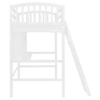 Lit mezzanine double moderne avec bureau, étagères de rangement et échelle réglable