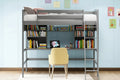 Luxystar Modern Twin Loft Bed with Desk, Storage Shelves and Adjustable Ladder