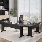 Grand bureau en L de 83 pouces, bureau de direction réversible, poste de travail d'affaires moderne pour ordinateur d'angle pour bureau à domicile, noir