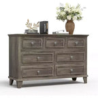 Commode moderne à 7 tiroirs pour chambre à coucher, commode large, rangement profond, plateau en bois résistant à l'eau, poignées en métal, plateau épaissi