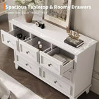 Commode moderne à 7 tiroirs pour chambre à coucher, commode large, rangement profond, plateau en bois résistant à l'eau, poignées en métal, plateau épaissi