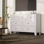Commode moderne à 7 tiroirs pour chambre à coucher, commode large, rangement profond, plateau en bois résistant à l'eau, poignées en métal, plateau épaissi
