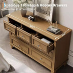 Commode moderne à 7 tiroirs pour chambre à coucher, commode large, rangement profond, plateau en bois résistant à l'eau, poignées en métal, plateau épaissi