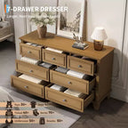 Commode moderne à 7 tiroirs pour chambre à coucher, commode large, rangement profond, plateau en bois résistant à l'eau, poignées en métal, plateau épaissi