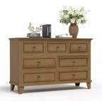 Commode moderne à 7 tiroirs pour chambre à coucher, commode large, rangement profond, plateau en bois résistant à l'eau, poignées en métal, plateau épaissi