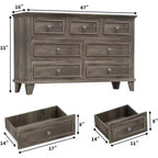Commode moderne à 7 tiroirs pour chambre à coucher, commode large, rangement profond, plateau en bois résistant à l'eau, poignées en métal, plateau épaissi
