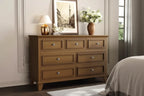 Modern 7 Drawer Dresser for Bedroom  Wide Chest of Drawers  Deep Storage  Water-Resistant Wood Top  Metal Handles  Thickened Desktop