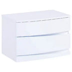 HomeRoots 17 White Two Drawers Manufactured Wood Mirrored Nightstand