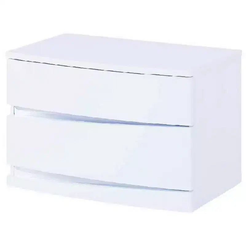 17 White Two Drawers Manufactured Wood Mirrored Nightstand