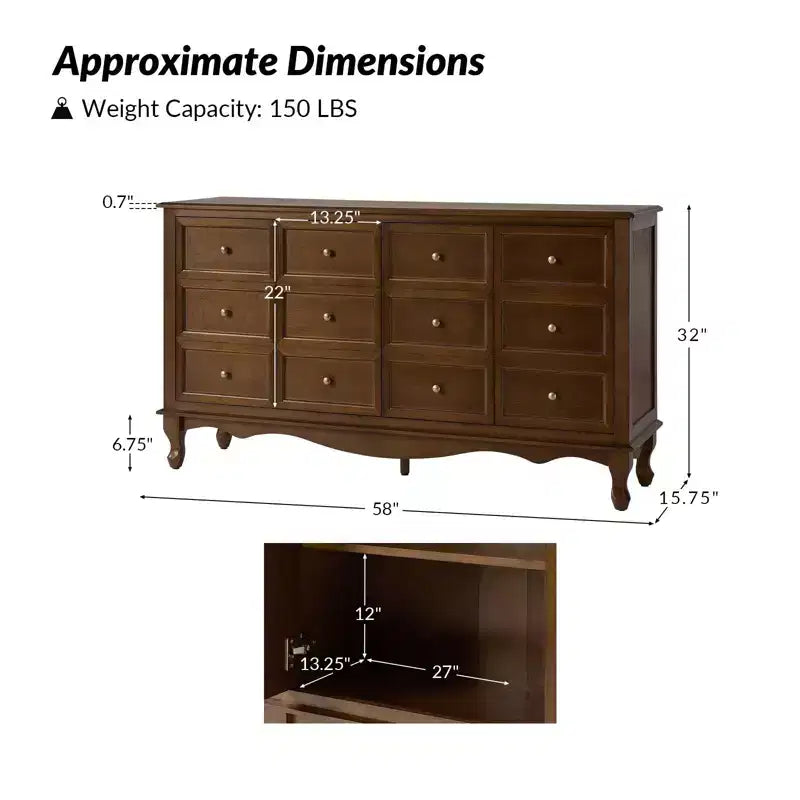 58 Wide 4-Door Sideboard - Acorn