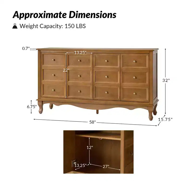 58 Wide 4-Door Sideboard - Acorn