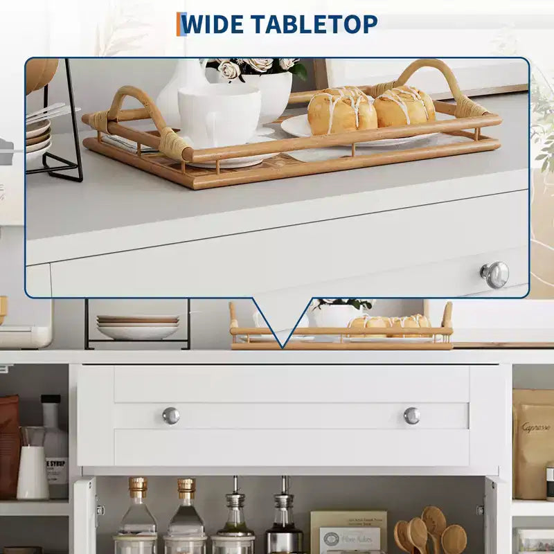 Buffet de rangement moderne – Enfilade en bois avec tiroir et 4 portes – Meuble de rangement autoportant