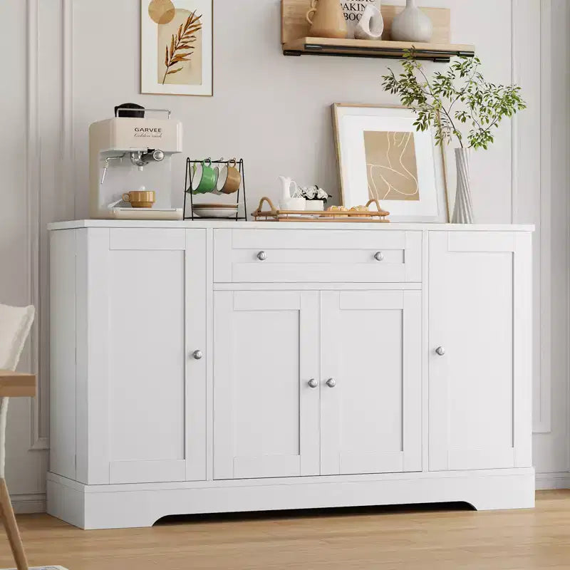 Buffet de rangement moderne – Enfilade en bois avec tiroir et 4 portes – Meuble de rangement autoportant