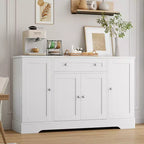 Buffet de rangement moderne – Enfilade en bois avec tiroir et 4 portes – Meuble de rangement autoportant