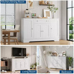 Buffet de rangement moderne – Enfilade en bois avec tiroir et 4 portes – Meuble de rangement autoportant