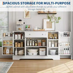 Buffet de rangement moderne – Enfilade en bois avec tiroir et 4 portes – Meuble de rangement autoportant