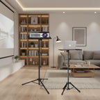 Projector Stand Tripod Laptop Stand with Adjustable Height 26 - 63 Inch, Mobile Laptop Cart on Wheels with Phone Holder Floor Stand for Couch Outdoor