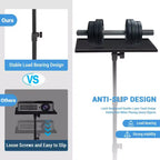 Trépied de support de projecteur, support d'ordinateur portable avec hauteur réglable de 66 à 160 cm, chariot mobile pour ordinateur portable sur roulettes avec support de téléphone, support de sol pour canapé extérieur