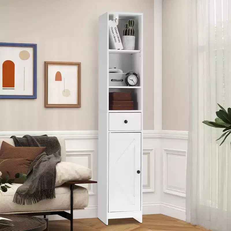 Meuble de salle de bain haut et étroit, armoire de rangement fine de 170 cm, organiseur autoportant résistant à l'eau pour petits espaces