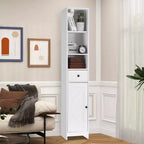 Meuble de salle de bain haut et étroit, armoire de rangement fine de 170 cm, organiseur autoportant résistant à l'eau pour petits espaces