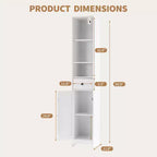 Meuble de salle de bain haut et étroit, armoire de rangement fine de 170 cm, organiseur autoportant résistant à l'eau pour petits espaces