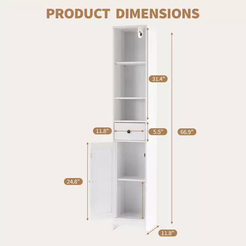 Meuble de salle de bain haut et étroit, armoire de rangement fine de 170 cm, organiseur autoportant résistant à l'eau pour petits espaces