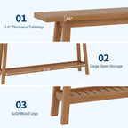 Console extra longue de 180 cm, table d'entrée de canapé à 2 niveaux, meuble d'appoint de ferme en bois avec étagère de rangement étroite pour couloir, salon, hall d'entrée