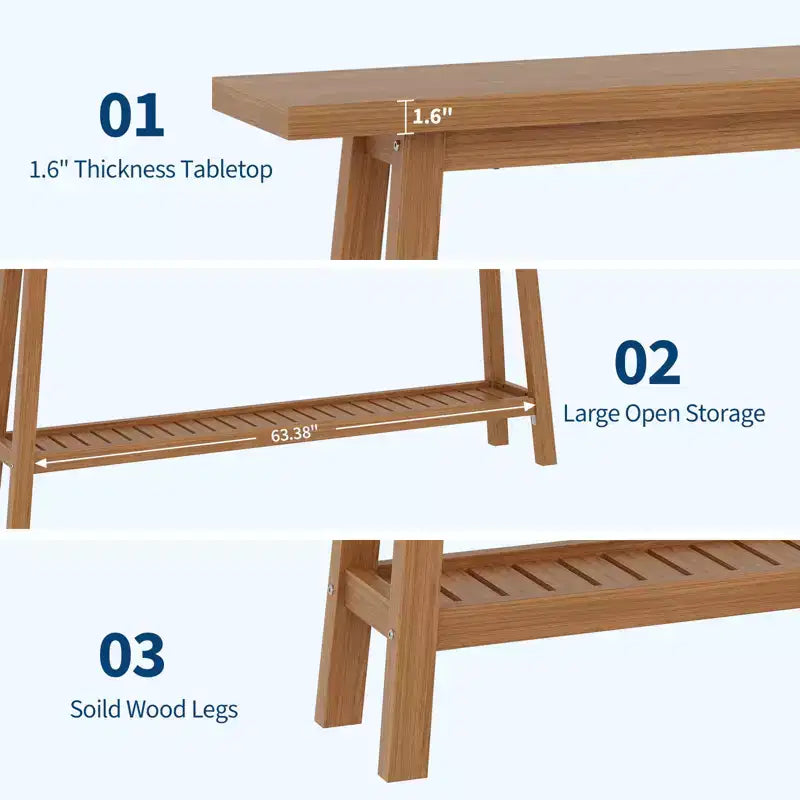 70.9'' Extra Long Console Table, 2-Tier Entryway Sofa Table, Wood Farmhouse Accent with Slim Storage Shelf for Hallway, Living Room, Foyer
