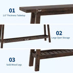 Console extra longue de 180 cm, table d'entrée de canapé à 2 niveaux, meuble d'appoint de ferme en bois avec étagère de rangement étroite pour couloir, salon, hall d'entrée