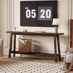 Console extra longue de 180 cm, table d'entrée de canapé à 2 niveaux, meuble d'appoint de ferme en bois avec étagère de rangement étroite pour couloir, salon, hall d'entrée