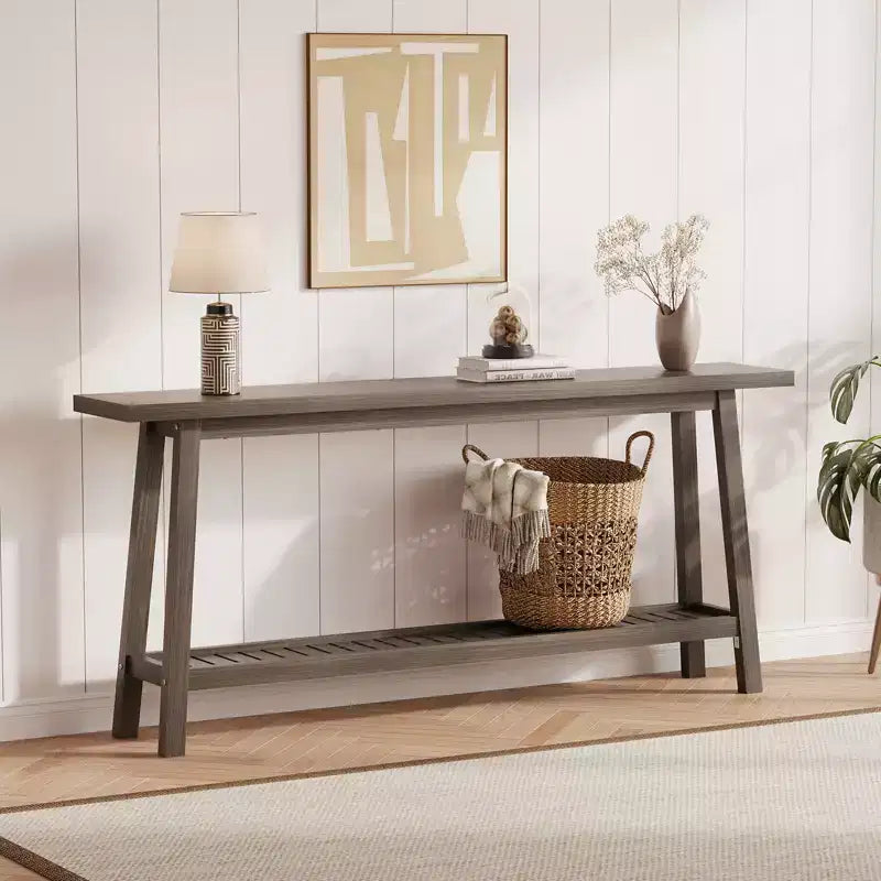 70.9'' Extra Long Console Table, 2-Tier Entryway Sofa Table, Wood Farmhouse Accent with Slim Storage Shelf for Hallway, Living Room, Foyer