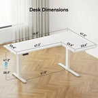 Bureau debout électrique en forme de L de 71 X 48 pouces, bureau d'ordinateur électrique réglable en hauteur, bureau assis-debout pour bureau à domicile