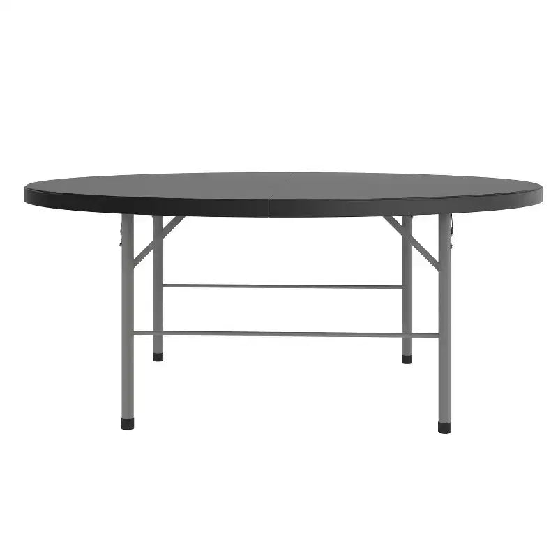 5.89-Foot Round Bi-Fold Plastic Banquet and Event Folding Table with Carrying Handle