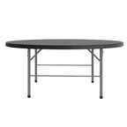 Table pliante ronde en plastique de 1,80 m, pliage central, avec poignée de transport, pour banquets et événements