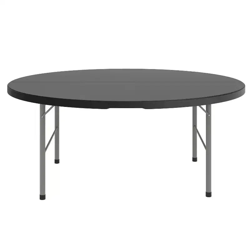 5.89-Foot Round Bi-Fold Plastic Banquet and Event Folding Table with Carrying Handle